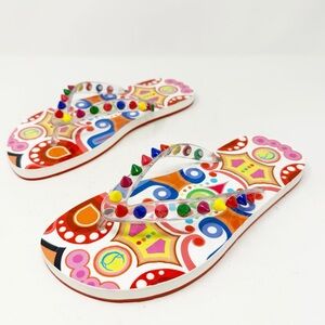 Christian Louboutin Loubi Flip Spikes Donna Flat Sandals Womens EU 36
